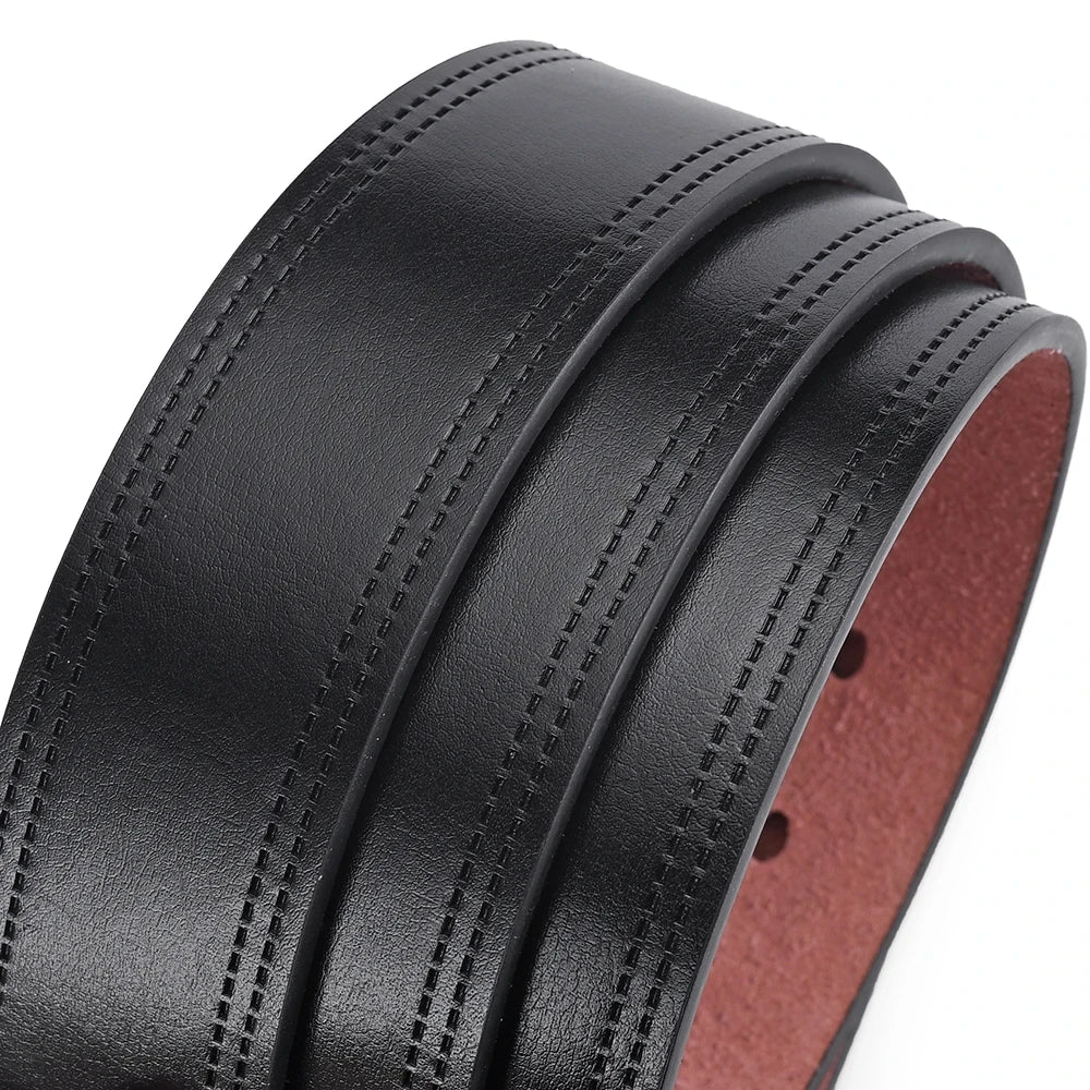 Showlu men's casual leather belt made of high-quality cowskin, featuring a classic design and durable jeans waistband.