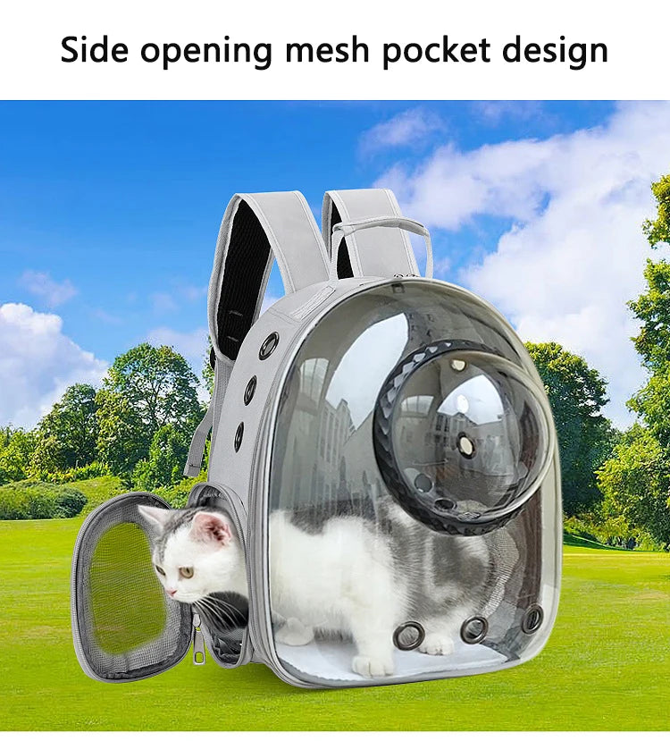 Showlu Smart General pet carrier backpack with mesh sides and adjustable straps, designed for comfortable pet travel.