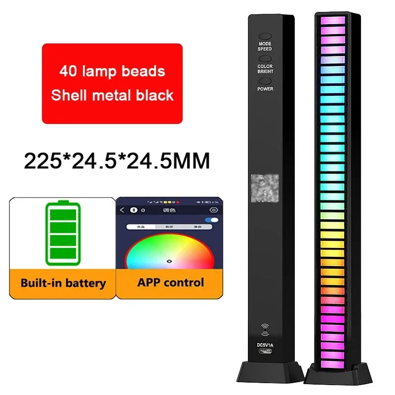 RGB Sound Control LED music rhythm light bar by Showlu Smart General, featuring colorful LED strips reacting to sound and music.