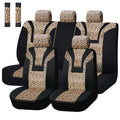 Leopard print plush car seat covers from AUTO PLUS by SHOWLU FASHION STORE, winter interior set, soft and stylish for vehicle seats.