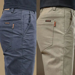 2025 Summer Thin Cotton Men's Casual Pants Trendy Versatile Elastic Light Business Trousers Work Formal Slim Straight Pants