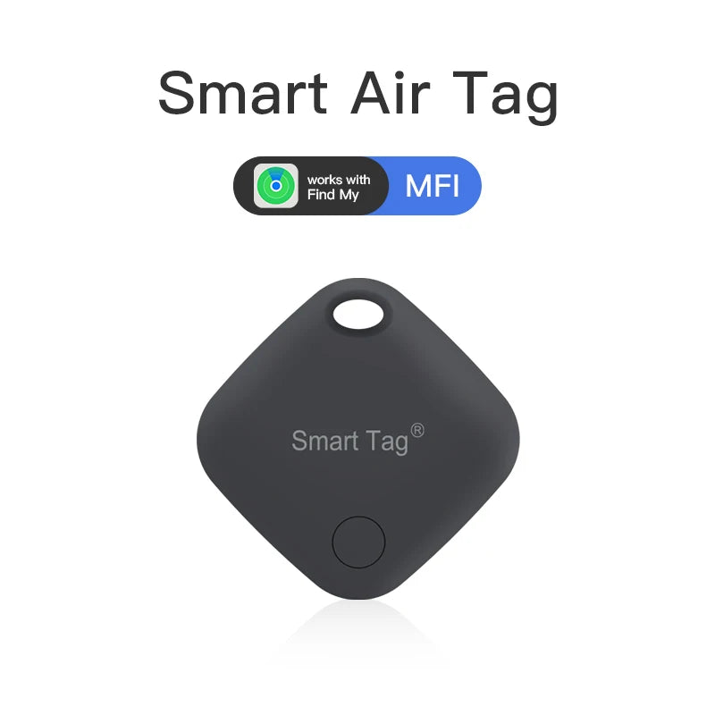 Showlu Smart Bluetooth key finder tracker compatible with Find My, displaying a small, sleek device with LED indicator.