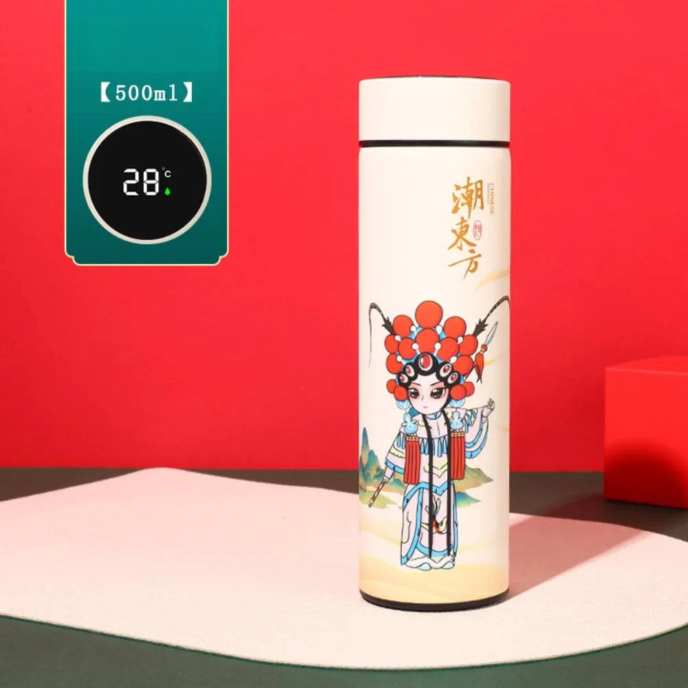 Stainless steel vacuum thermos bottle by Showlu Smart General with a sleek design and secure lid for hot and cold beverages.