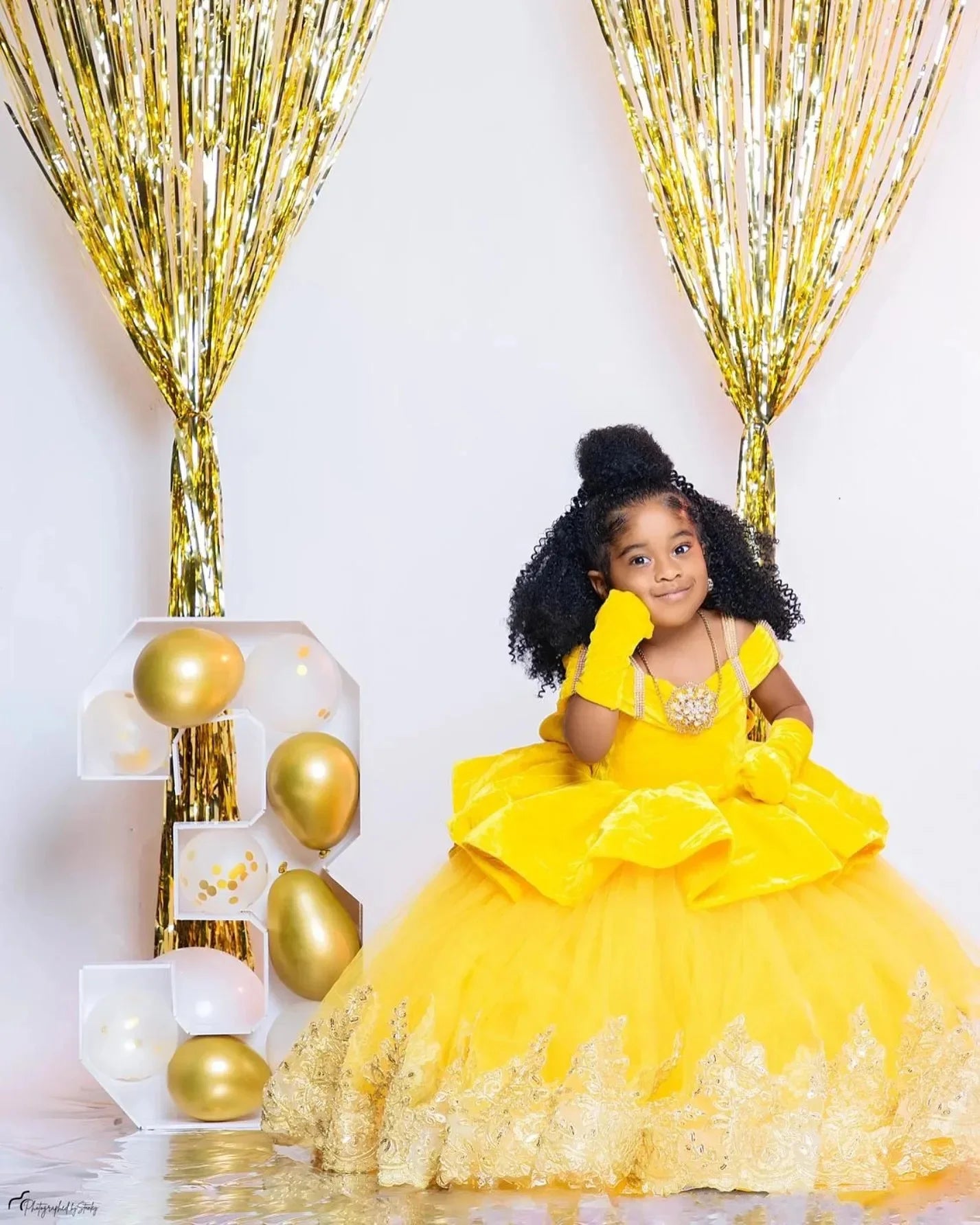 Yellow Flower Girl Dresses For Wedding Lace Appliques Tulle Puffy Princess Girl Birthday Dresses for Photoshoot Customized
