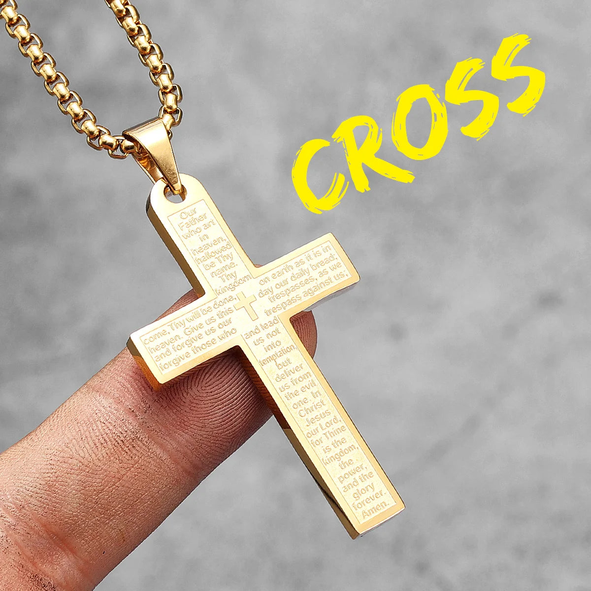 Stainless steel cross pendant necklace from Metal Town by Showlu Fashion, featuring a punk religious jewelry design.