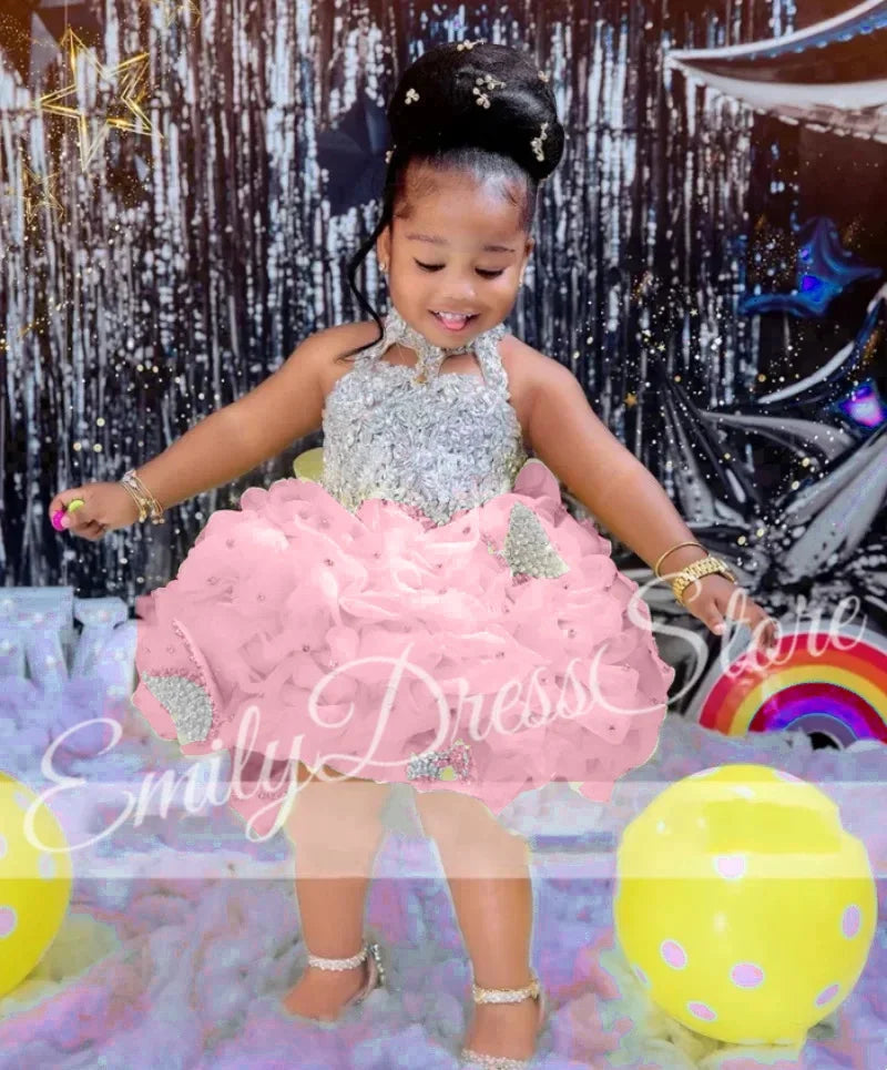 Showlu Fashion Store flower girl dress for weddings and birthdays, featuring a cute, tiered, simple design for kids' special occasions.