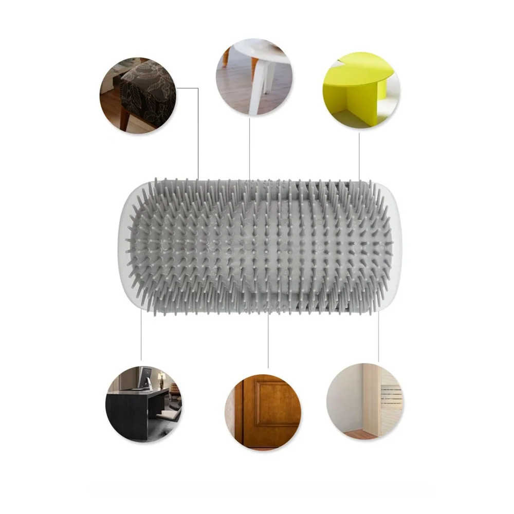 Cat self-groomer with catnip, wall corner massage brush, soft comb for pet grooming, designed for cats to rub and tickle their face