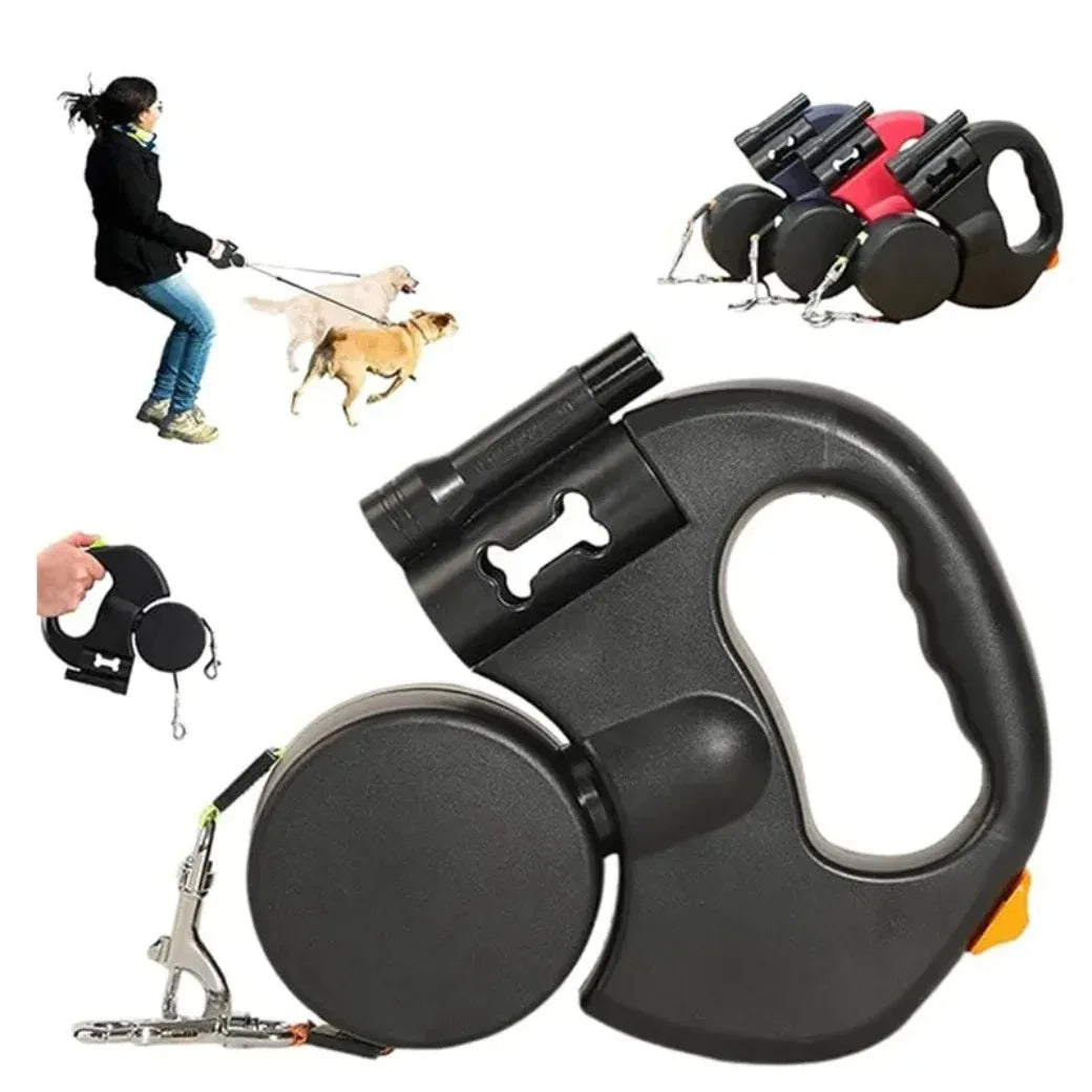 Showlu 3m reflective double dog leash with tangle-free design, ideal for walking two dogs safely and comfortably outdoors.