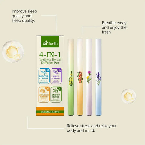1-20packs Herbal Diffuser with Mullein/Thyme/Mints Guarana/Green Tea Natural Energy Boost Clear Breathing Support for All Ages