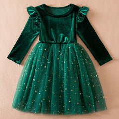 Dress for Girls Cute Kids Birthday Party Clothings for 2024 New Sequined Princess Dresses for 3-8Y Children Clothes for Summer