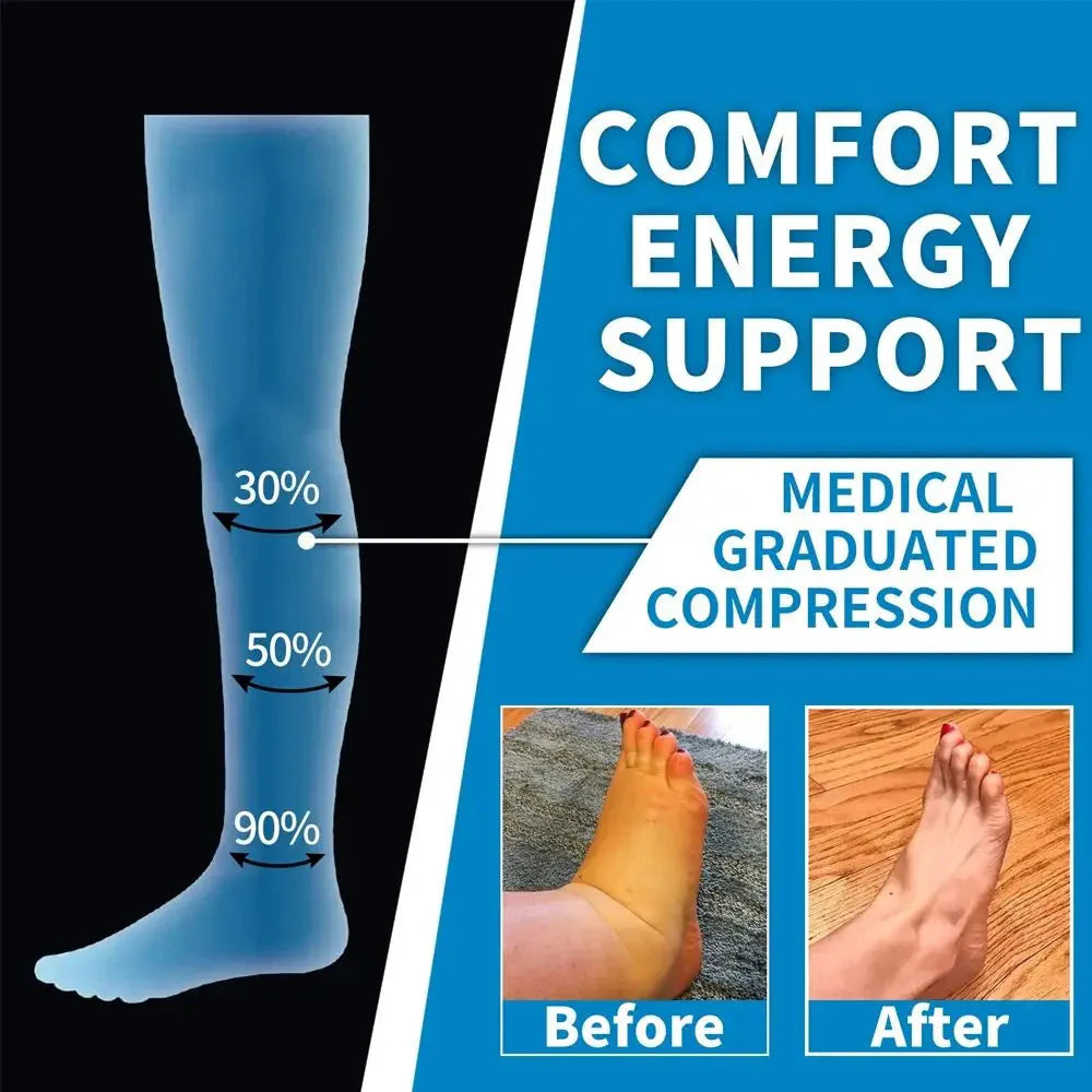 Showlu knee-high compression sports socks made of nylon, designed for calf support during running and athletic activities.