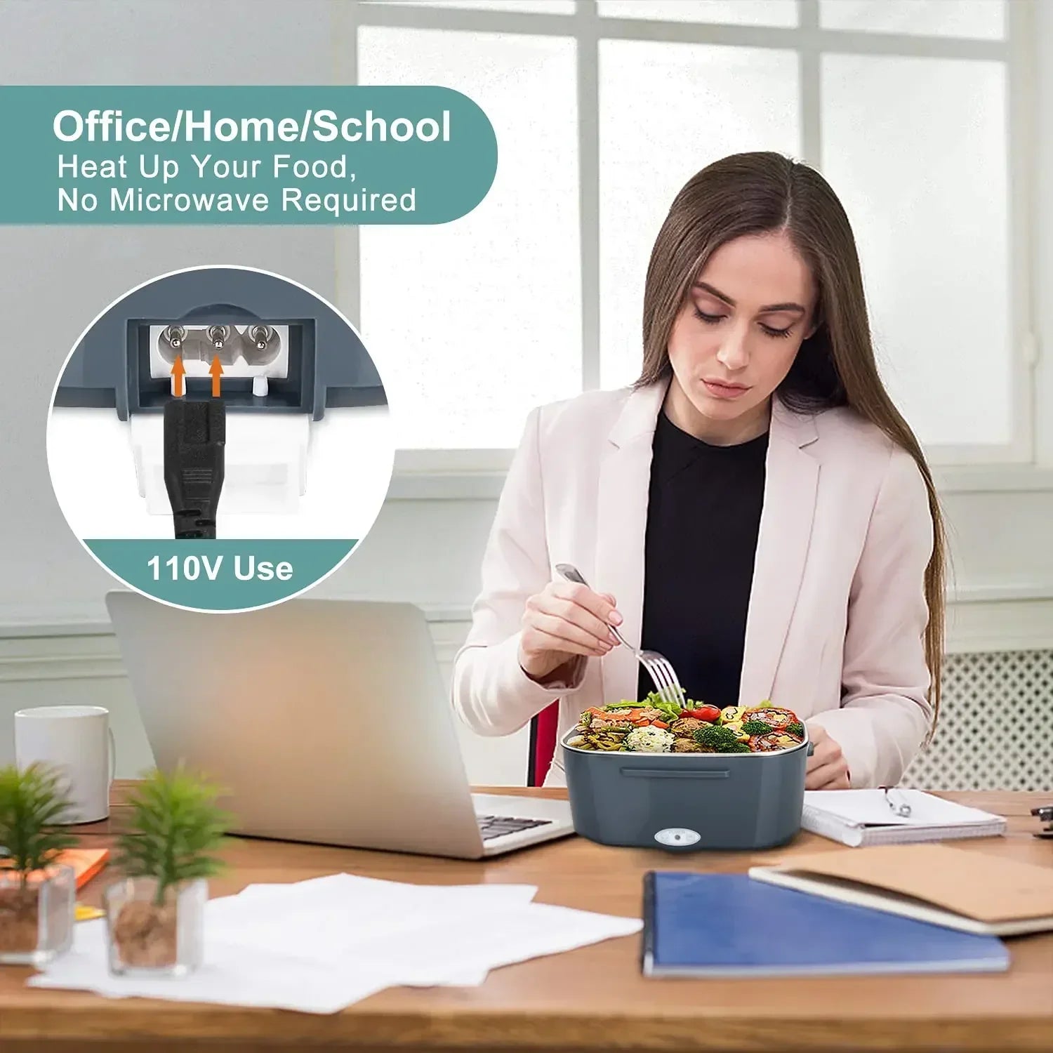 Sokany 2-in-1 electric heating lunch box by SHOWLU FASHION STORE, stainless steel bento for car and home use with lid and heating elements.