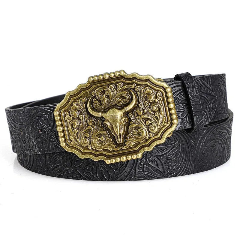 Retro men's bohemian style belt by Showlu Fashion, featuring personalized punk rock design for jeans, dresses, and casual wear.