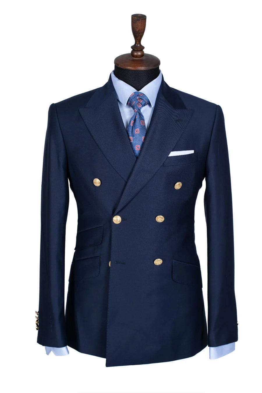 Showlu Fashion men's double-breasted formal suit with slim fit tuxedo jacket and matching pants, ideal for weddings and parties.