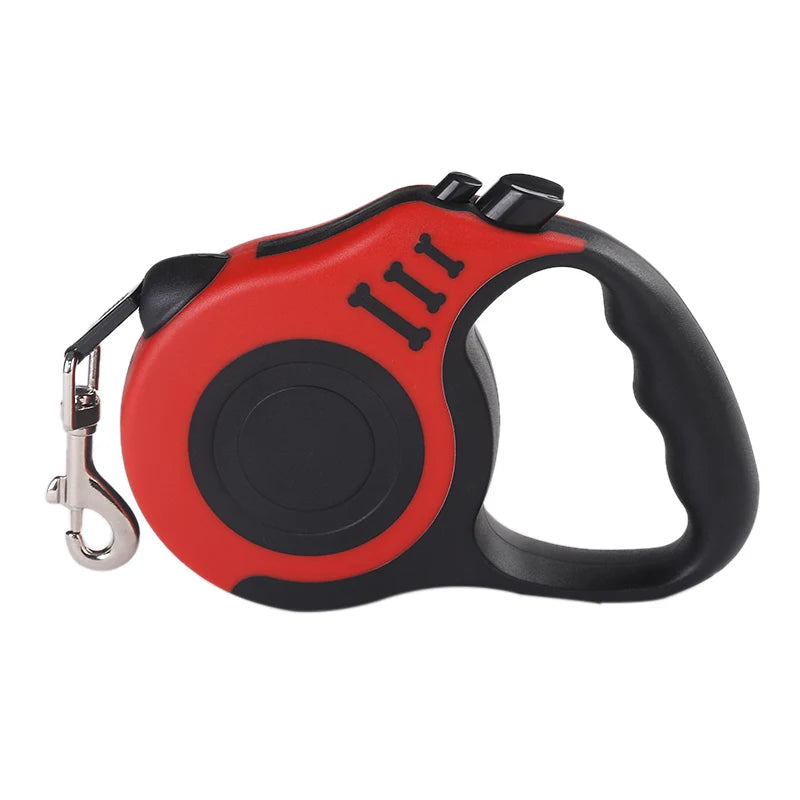 Durable nylon dog leash for small dogs, retractable 3m or 5m lead, suitable for outdoor walking and hiking.