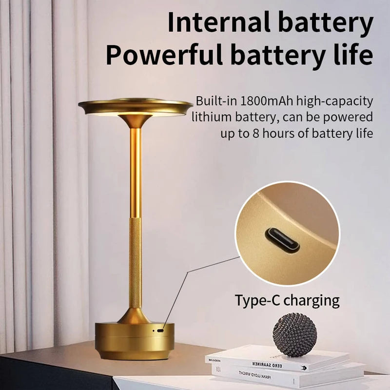 Showlu Smart general touch control LED table lamp, rechargeable, dimmable with USB charging, stylish modern lighting for home or office.