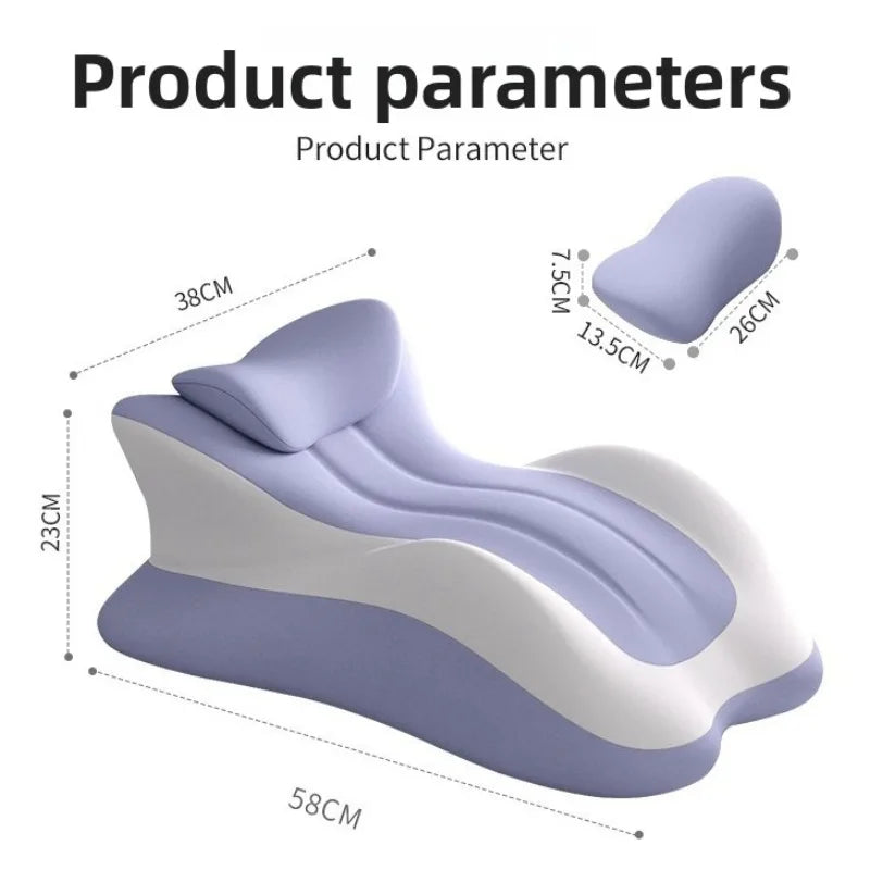 Showlu Memory Foam Bed Wedge Pillow for acid reflux and back pain relief, showing its ergonomic design and soft cover