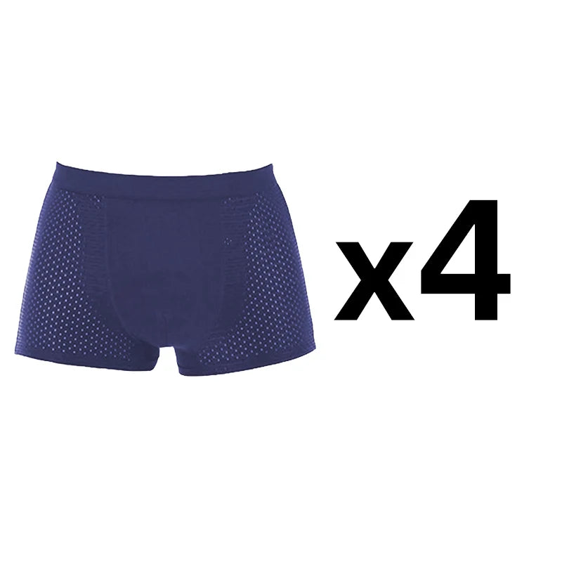 Men's bamboo boxer briefs by Showlu Fashion Store featuring breathable mesh pouch, in a 4-pack for comfortable everyday wear.