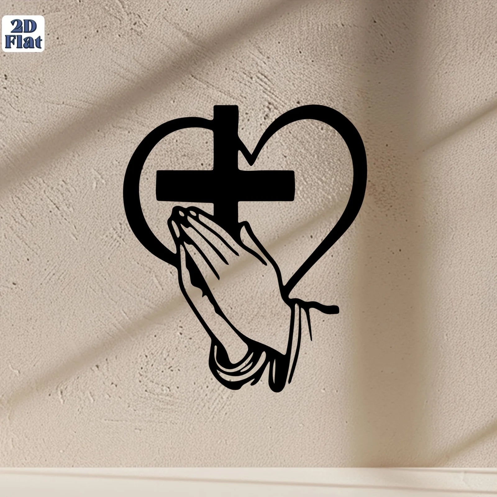 Spiritual cross and heart metal wall art for religious home decor, showing intricate design and craftsmanship by Showlu Fashion Store