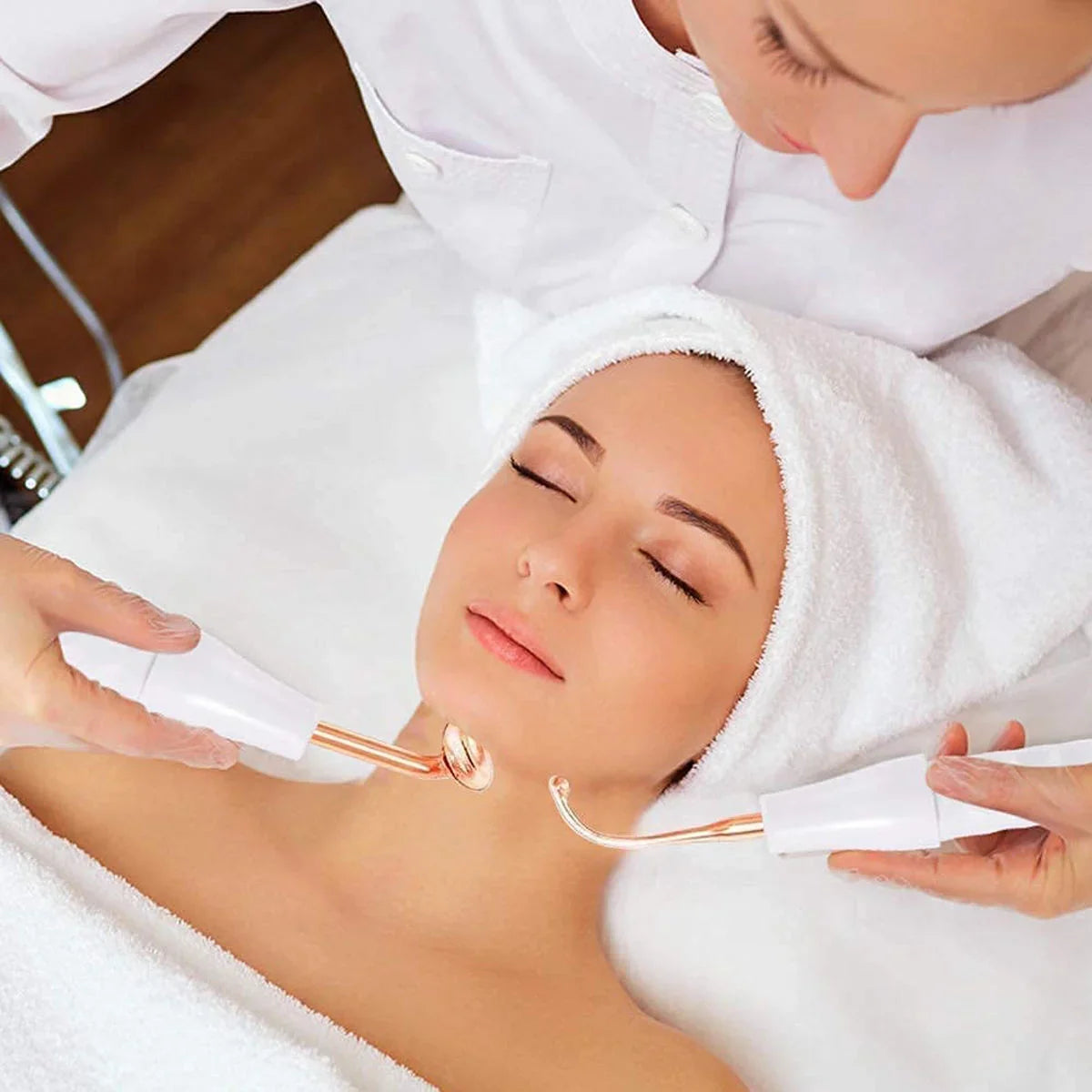 Omsblkin 4-in-1 Microcurrent Facial Device by SHOWLU FASHION STORE, portable skin care wand with multiple treatment heads for facial rejuvenation.