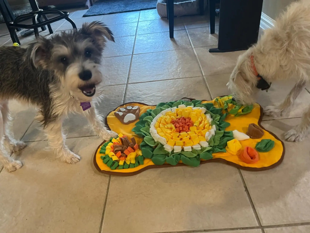 Pet Snuffle Mat for dogs and cats, interactive food game encouraging natural foraging skills, suitable for travel use.