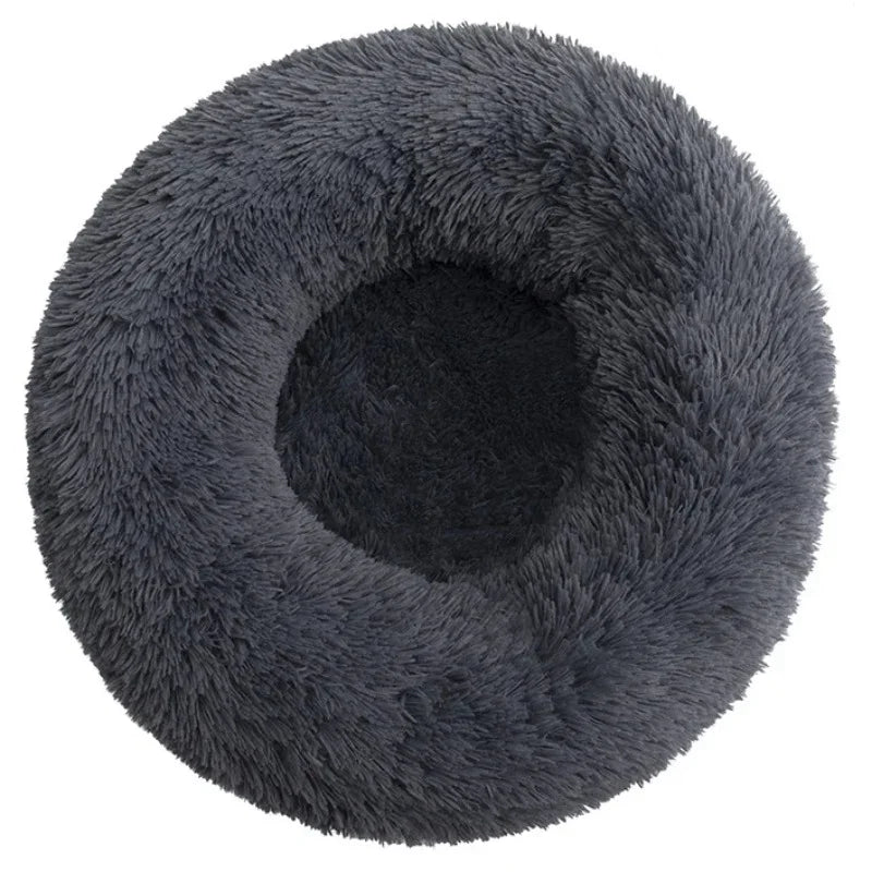 Showlu round plush pet bed with soft, warm fabric, designed for large dogs to rest comfortably indoors.
