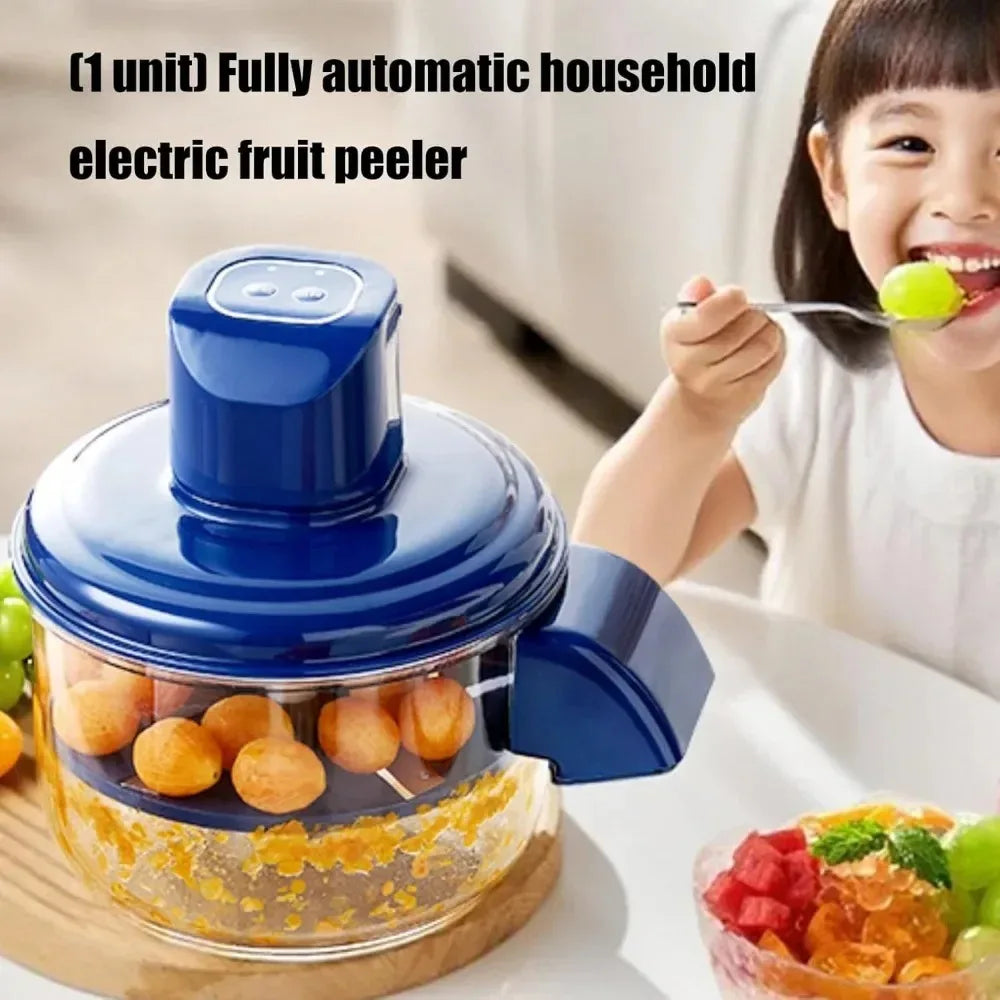 Electric stainless steel grape peeler machine by Showlu Smart General with a sleek design and peeling in action.