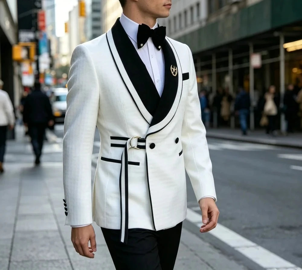Wedding Suits for Men Double Breasted 2 Pieces Slim Fit Jacket with Pants Set for Groom Guest Prom Formal Banquet 2026