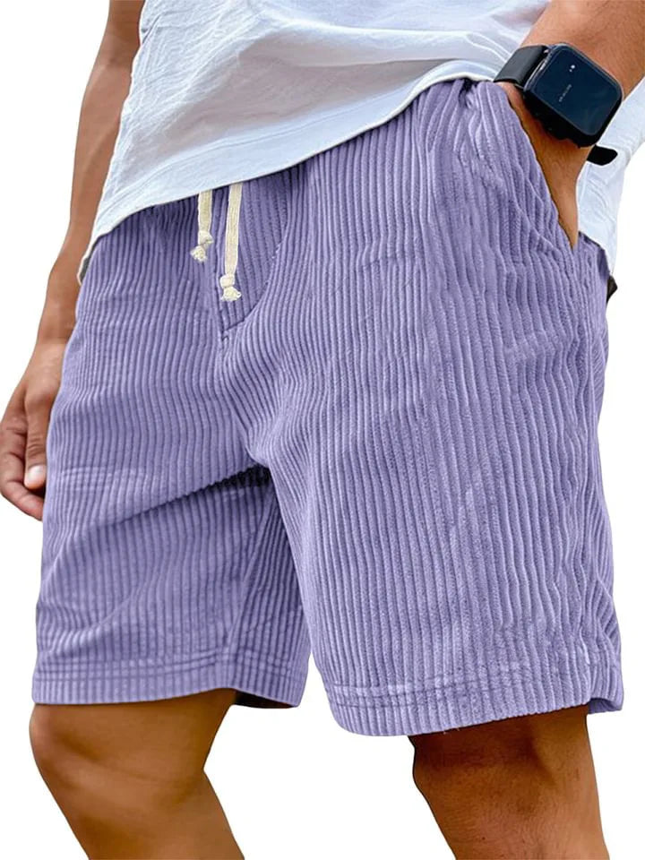 Men's retro corduroy casual shorts by Showlu Fashion, solid color, stylish harajuku-inspired short pants for everyday wear.