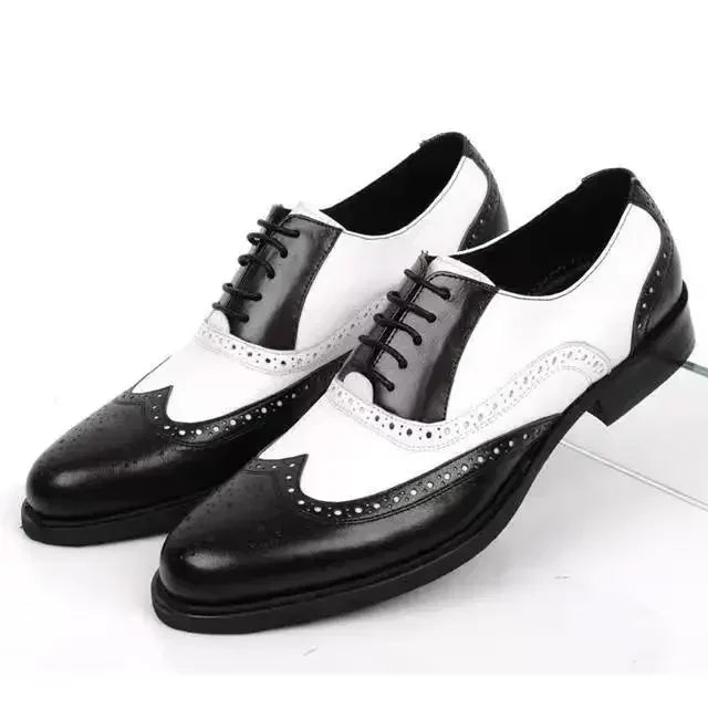 Men's classic dress shoes by Showlu Fashion with lace-up design, point toe, and formal style for business or wedding occasions.