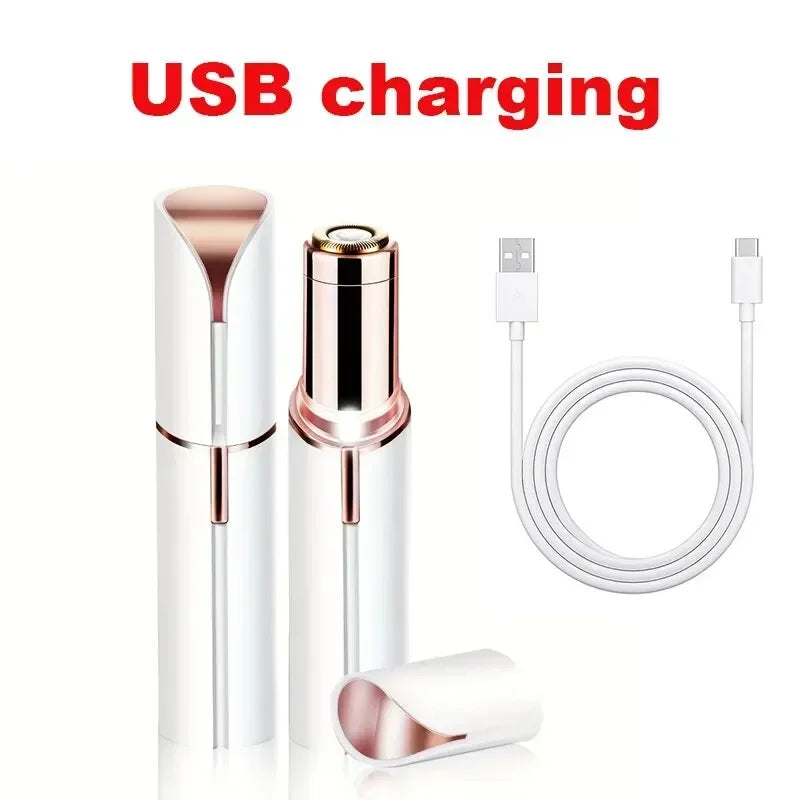SHOWLU Portable Lipstick Electric Hair Remover and Facial Shaver in a compact lipstick-shaped design, suitable for painless facial hair removal.