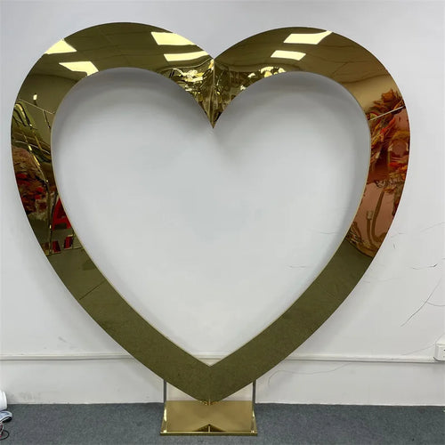 1PC Gold/Silver Heart Shaped Stainless Steel Arch Wedding Prop for Party Stage Background Screen Welcome Area Decoration