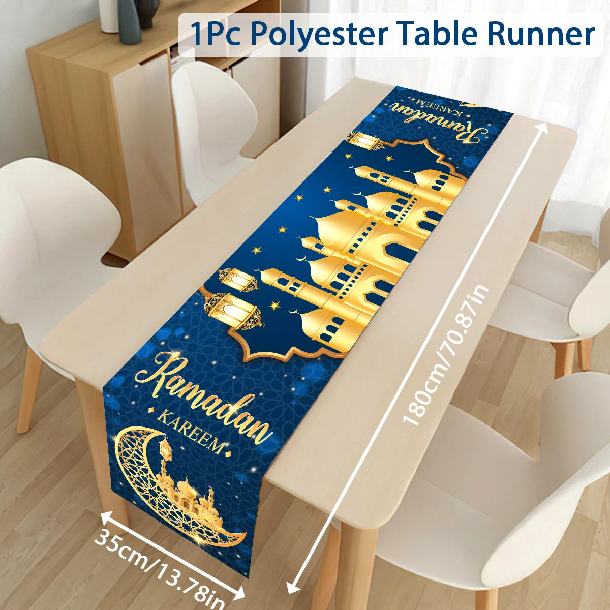 Ramadan Decoration Table Runner for Eid Mubarak, Islamic Muslim home decor for Eid al-Fitr celebration, Showlu Fashion Store