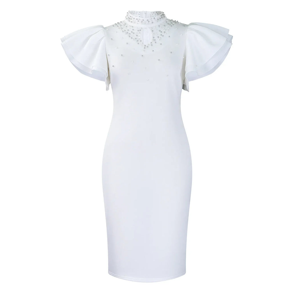 Beaded butterfly sleeve women's party dress by SHOWLU FASHION STORE, summer 2025 pencil dress with elegant design