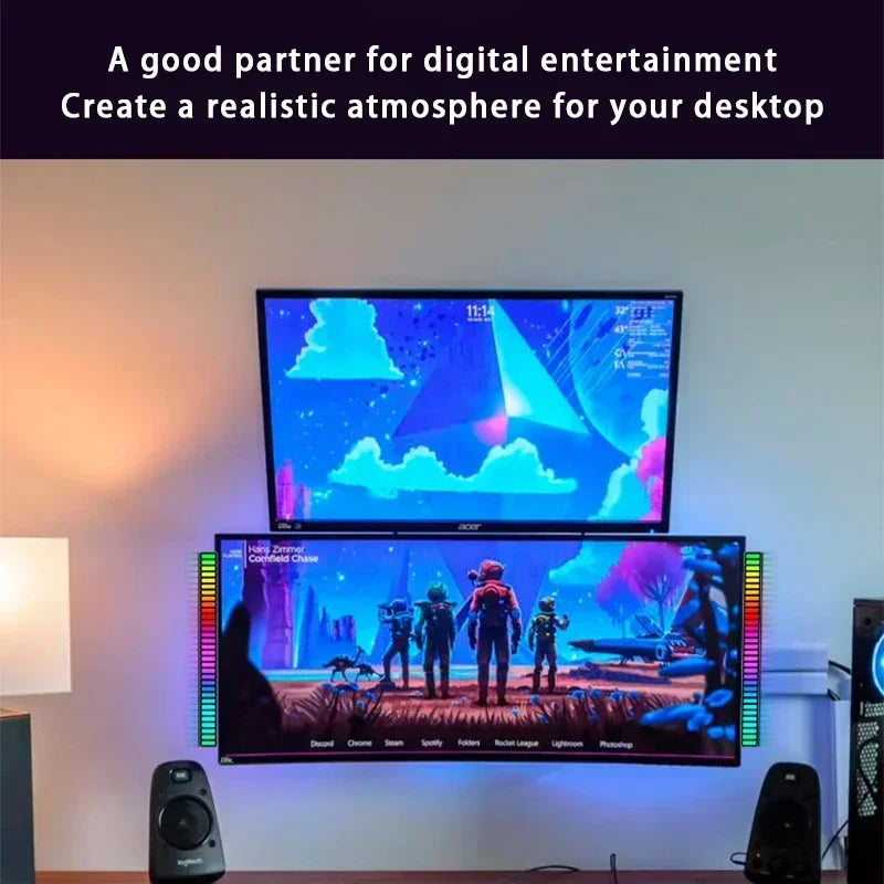 RGB Sound Control LED Music Rhythm Light Bar by Showlu Smart General displaying colorful lights syncing with music rhythm