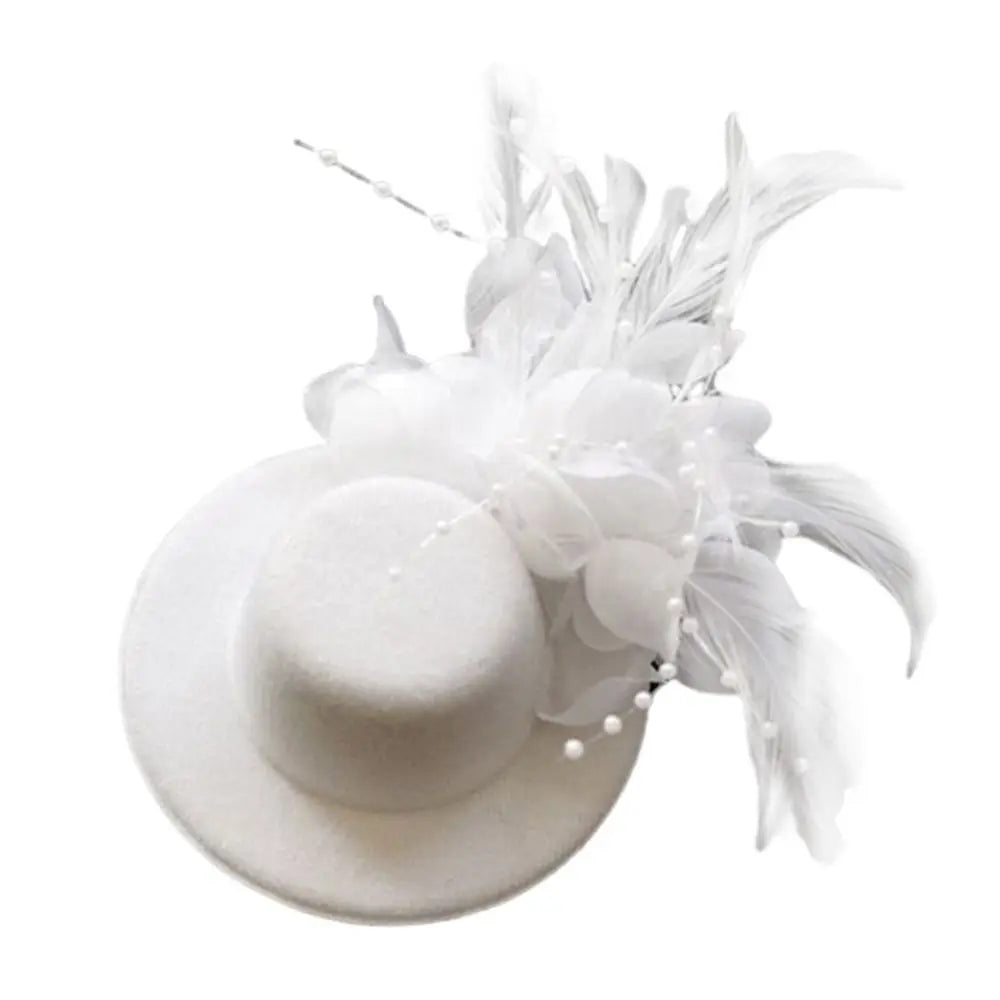 Fashion 13cm Kids Fascinators Hats Feathers Hair Accessories Flower Pillbox Hat Makeup Prom Teas Party Hairpins Party