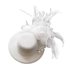 Fashion 13cm Kids Fascinators Hats Feathers Hair Accessories Flower Pillbox Hat Makeup Prom Teas Party Hairpins Party