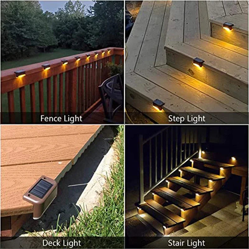 Solar LED stair step light by Showlu Smart General with IP65 weatherproof design and automatic on/off function for outdoor safety.