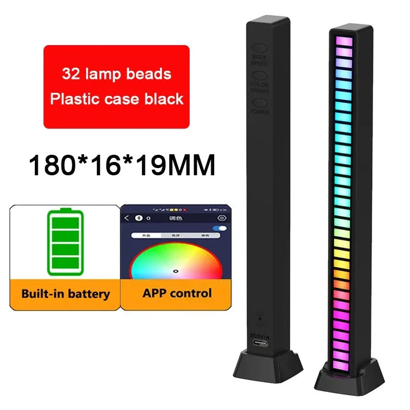 RGB Sound Control LED Music Rhythm Light Bar by Showlu Smart General displaying colorful lights synchronized with music rhythm