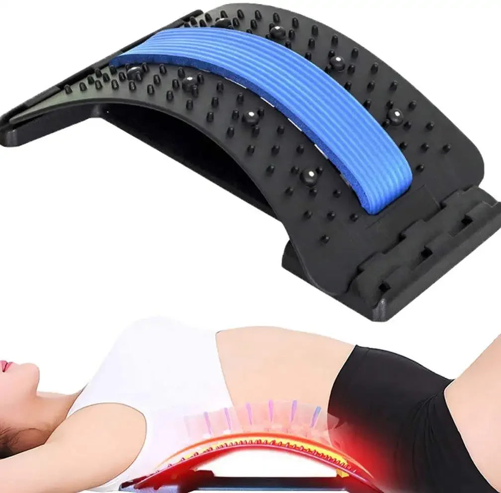 Multi-level back stretcher and lumbar spine massager by CAMMUO, adjustable for targeted back pain relief and spinal stretching.