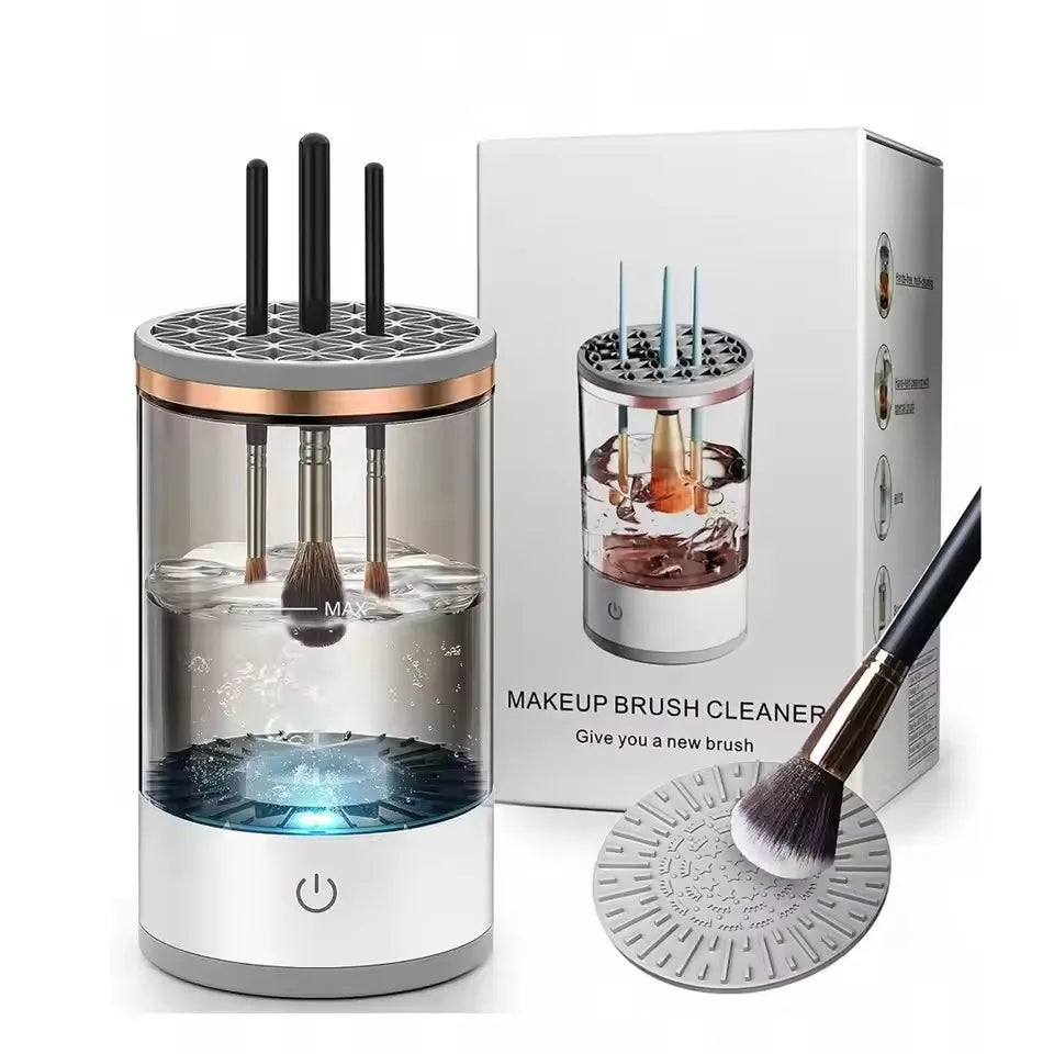 Showlu Smart Electric Makeup Brush Cleaner with USB, automatic deep cleaning for makeup brushes, compact and easy to use.