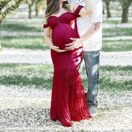 Lace Maternity Dress For Pregnant Women Photography Pregnancy Maternity Dresses For Photo Shoot Sexy Clothes Props Off Shoulder