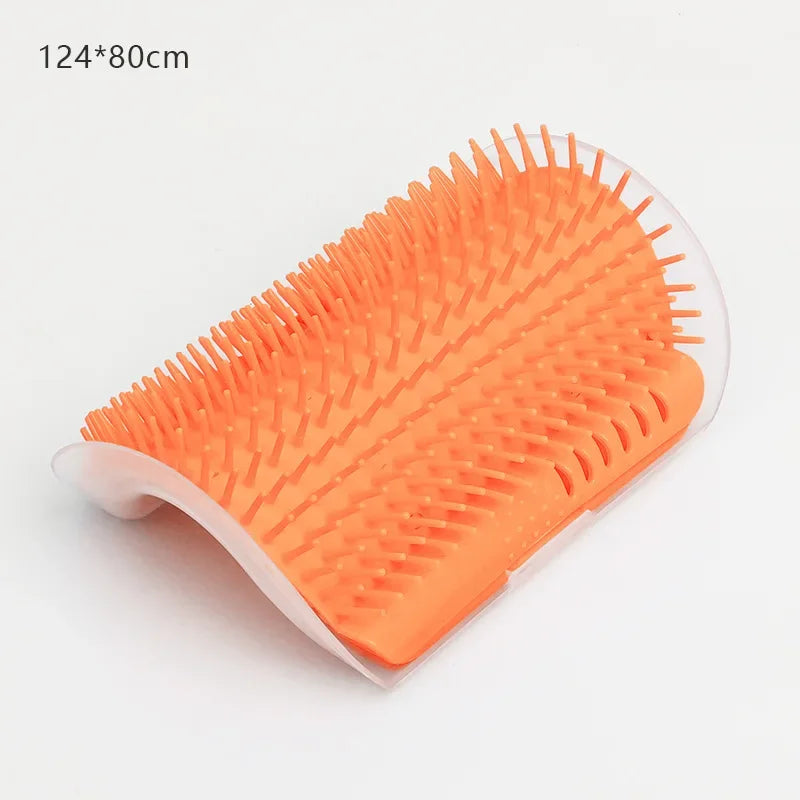 Showlu Fashion Store cat massage tool and hair removal comb with self-cleaning brush, designed for pet grooming and relaxation.