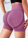 Women’s high waist yoga shorts from Showlu Fashion, blue fitness shorts for workout, gym, running, and yoga with lift butt design.