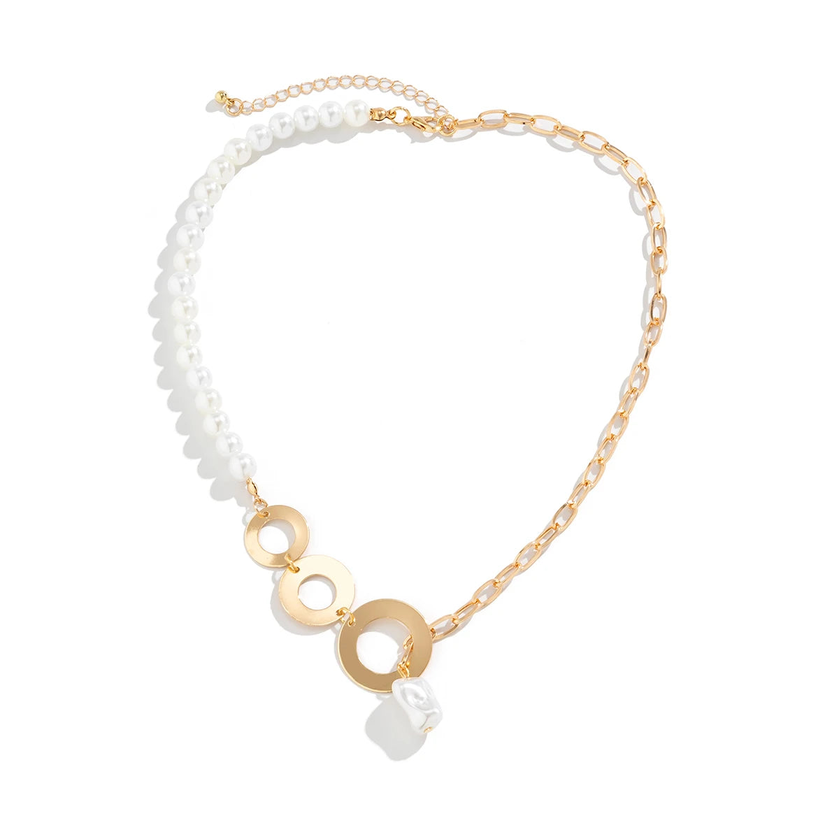 Ingemark Goth asymmetric pearl pendant necklace for women, featuring round chain, elegant Y2K-style jewelry for bridal or special occasions