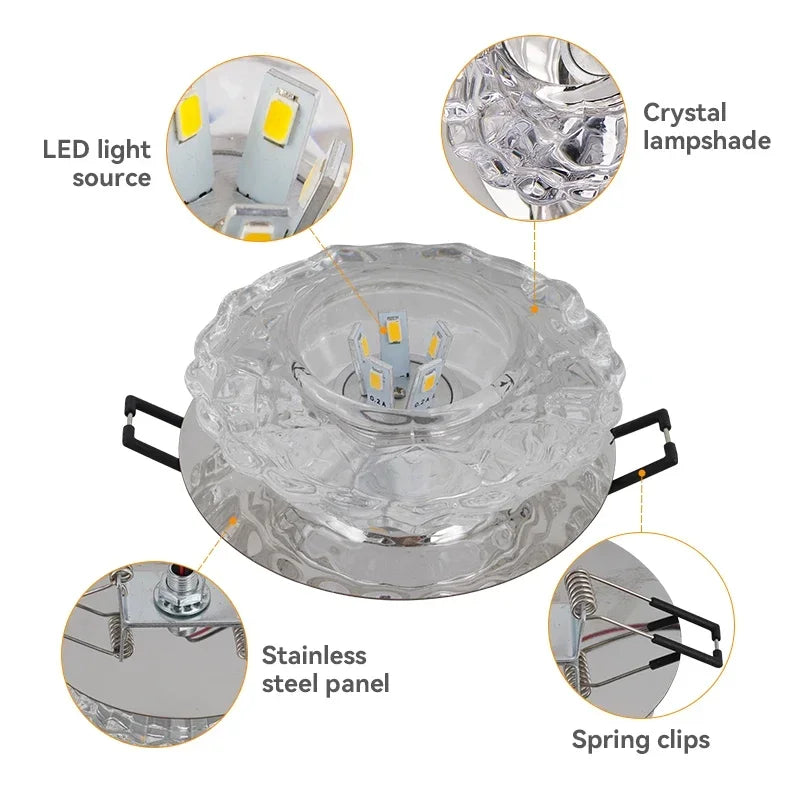 Modern LED crystal ceiling lamp by Showlu Fashion Store featuring embedded iron frame and acrylic light, sleek and elegant lighting fixture