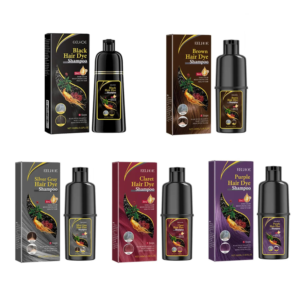 Jaysuing 3-in-1 black hair dye shampoo from SHOWLU FASHION STORE, showing the bottle and a model with shiny black hair