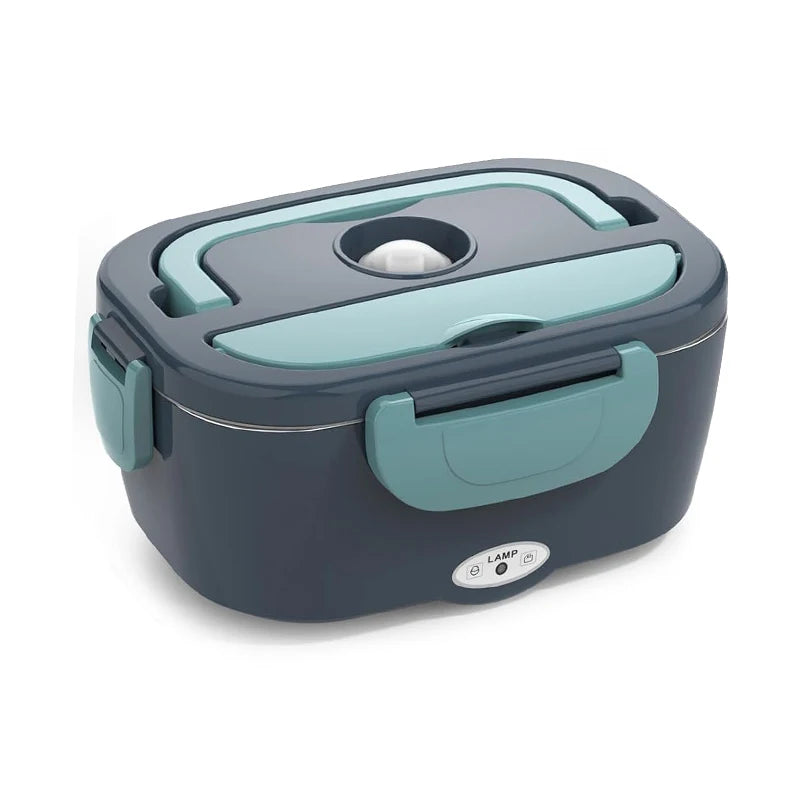 Showlu 2-in-1 electric lunch box with stainless steel container, black design, suitable for car, truck, and office heating.
