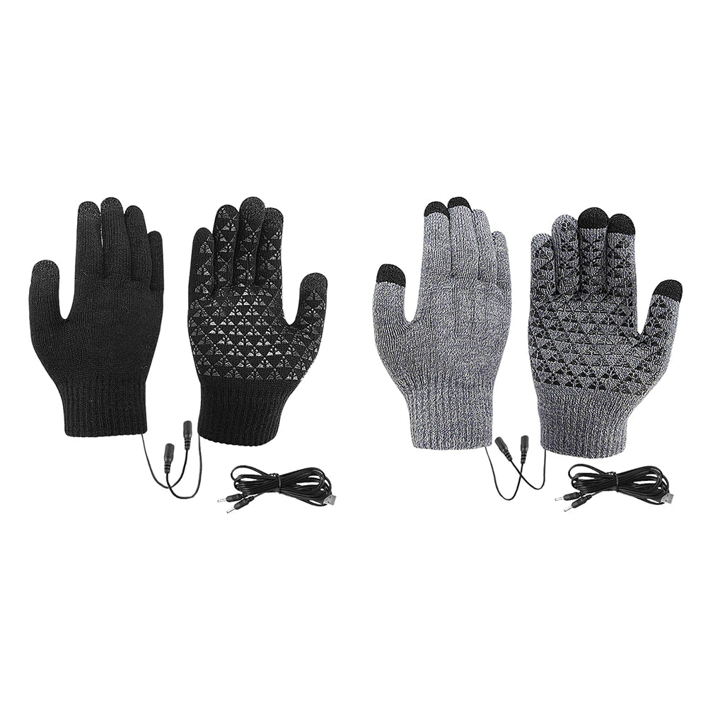 Showlu Smart General USB heated winter gloves with touchscreen capability, thermal cycling gloves designed for cold weather outdoor activities.