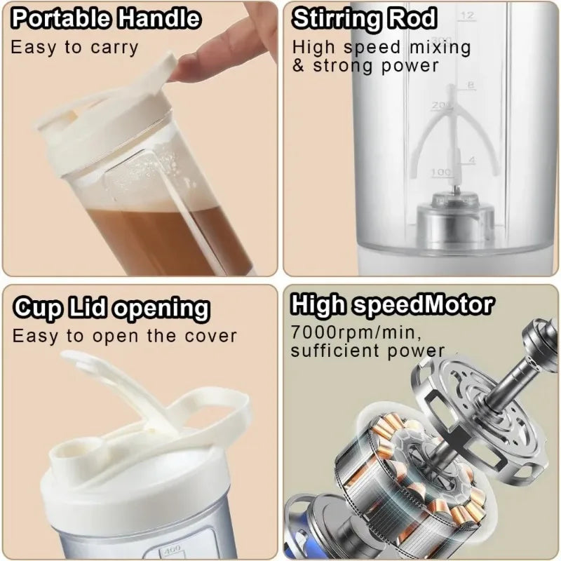 Electric Self Stirring Mug,Protein Powder Milkshake Shaker Bottle,USB Charging Shaker Cup with Scale 15 Oz Water Cup,BPA Free